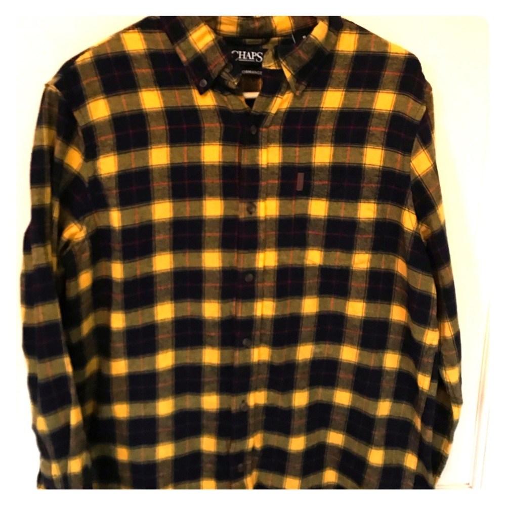 Vintage Chaps Flannel yellow and blue Unisex